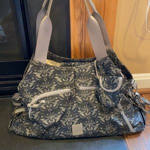 JJ Cole Gray/Green Floral Diaper Bag